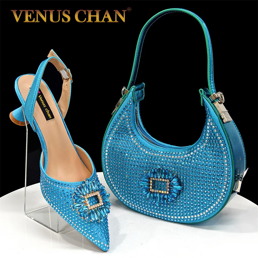 2025 Elegantly Sky Blue Women's Shoe and Bag Set for Parties and Weddings - Luxurious Heeled Pumps and Handbag for Nigeria