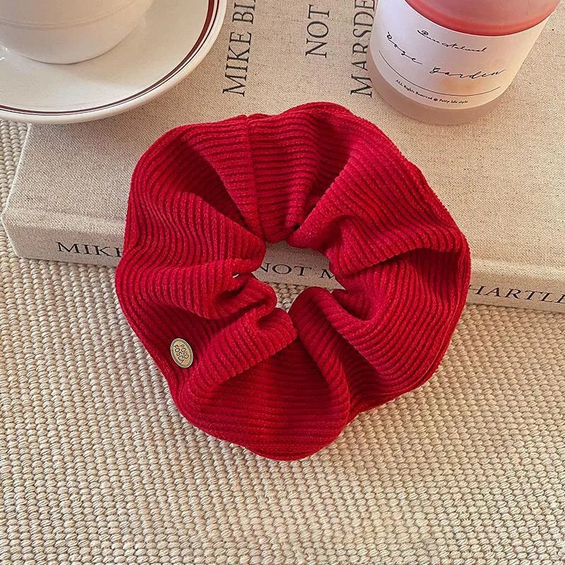 1pc Christmas Red Square Scarf Big Intestine Hairband for Women New Year Ponytail Hair Tie Ankara Red Winter Autumn Hairband - view 6