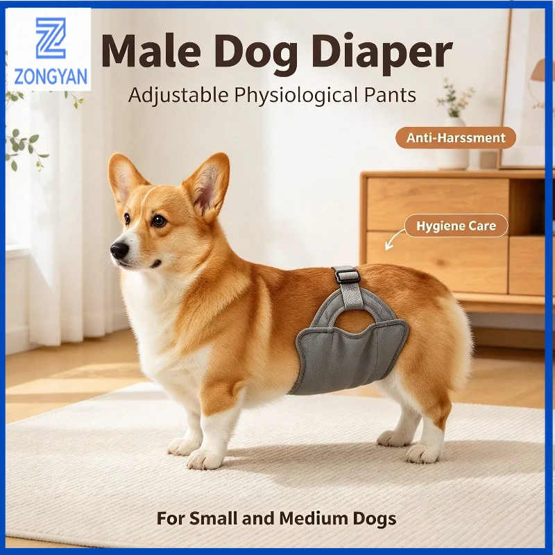 ZONGYAN Male Dog Diaper Adjustable Anti Harassment Physiological Pants For Small Medium Dogs Pet Hygiene Underwear