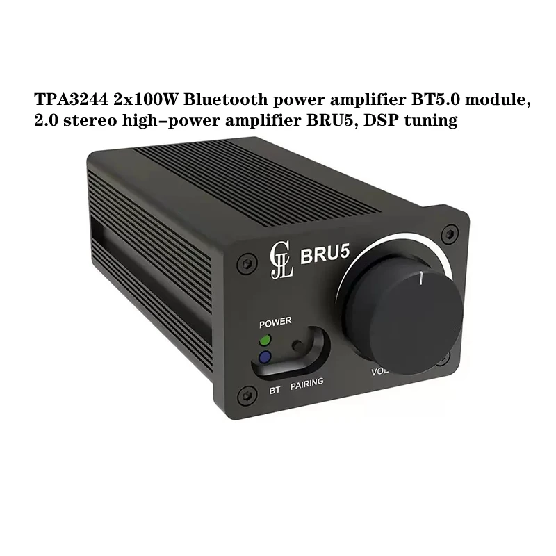 TPA3244 Усилитель мощности Bluetooth 2x100 Вт Модуль BT5.0, стереоусилитель мощности 2.0 DSP BRU5, 20-сегментная регулировка эквалайзера