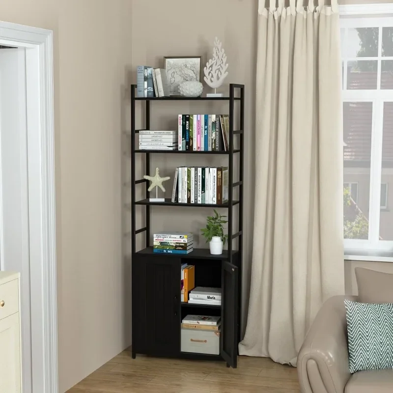 BLack Bookshelf with Doors,70