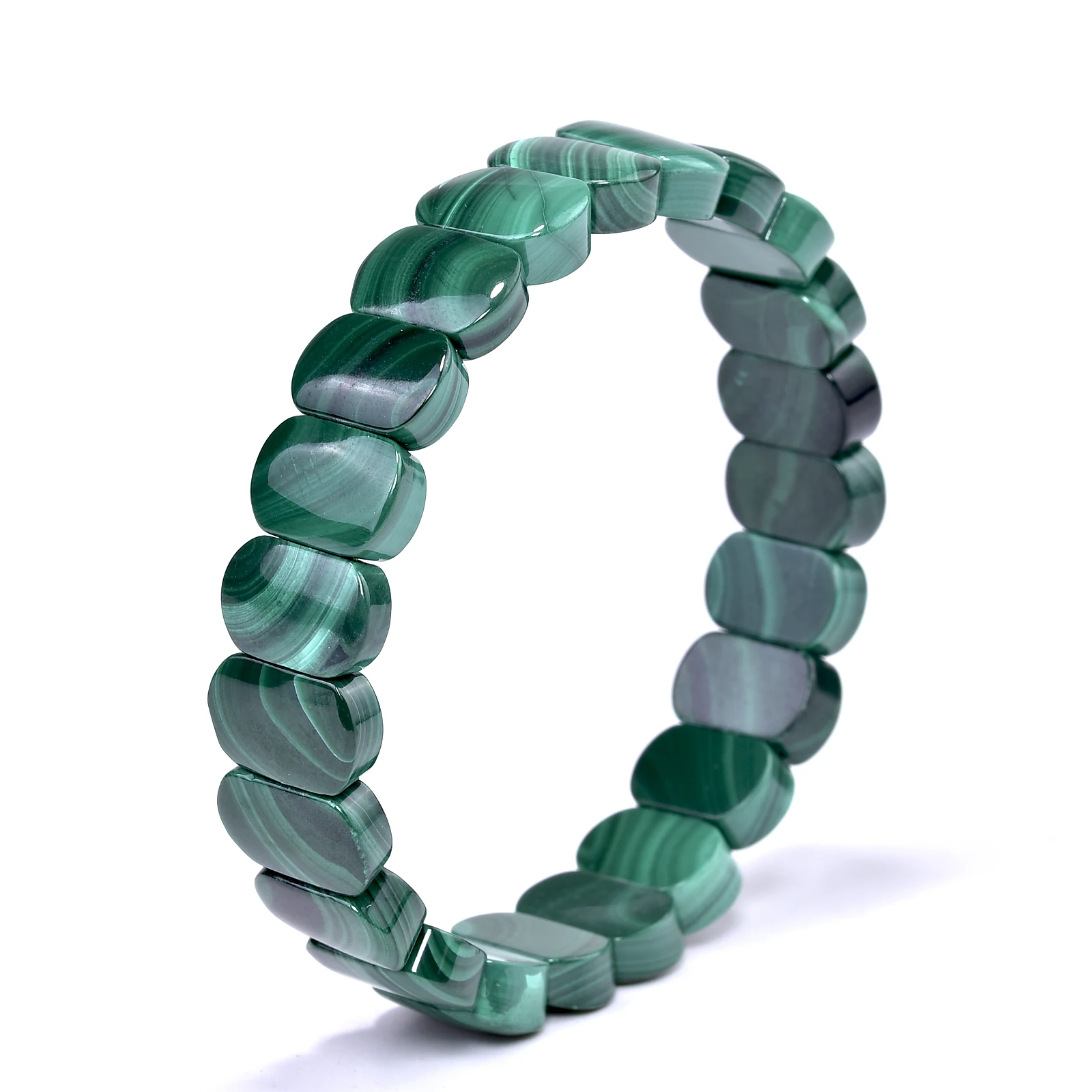 Natural Green Malachite Bracelet for Women Stretch Bracelets with 2-Hole Beads Healing Crystal Stone Jewerly 12*8mm