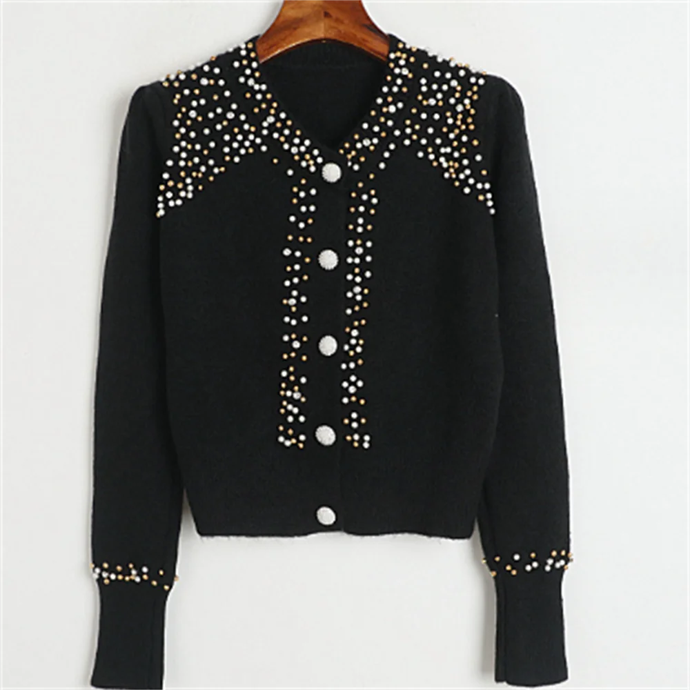 color bead diamond-encrusted short cardigan women new knit top