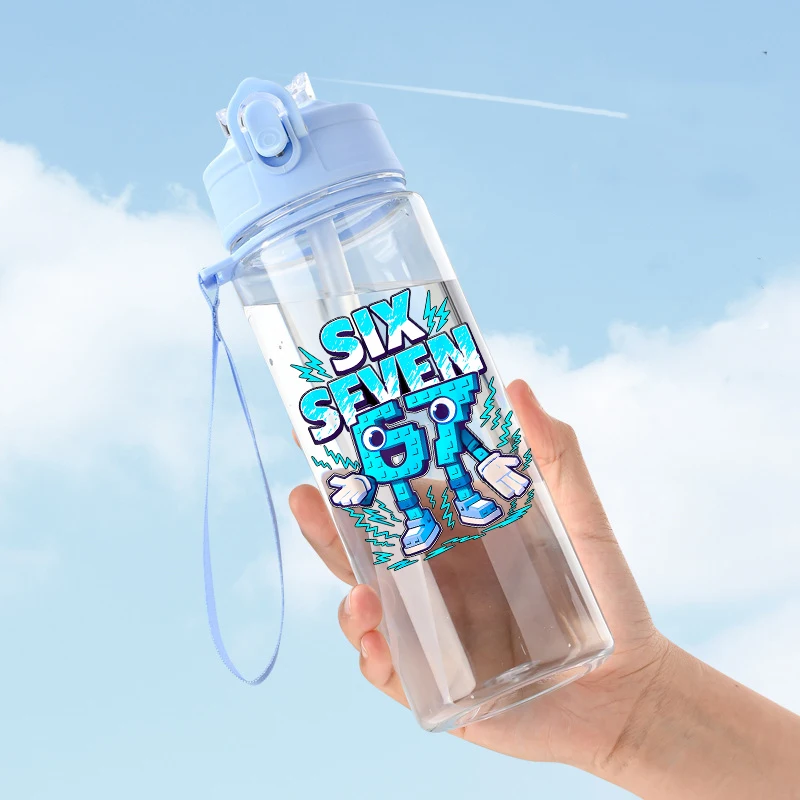 

600ML Steal A Brainrot Water Bottle with Straw 67 Six Seven Kawaii Water Bottles Kids Sports Water Cup Children Birthday Gifts