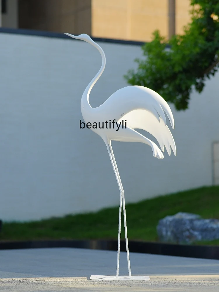 Crane Decoration Park Pool Chinese Style Villa Garden Flamingo Landscaping Decoration Abstract Bird Animal Sculpture