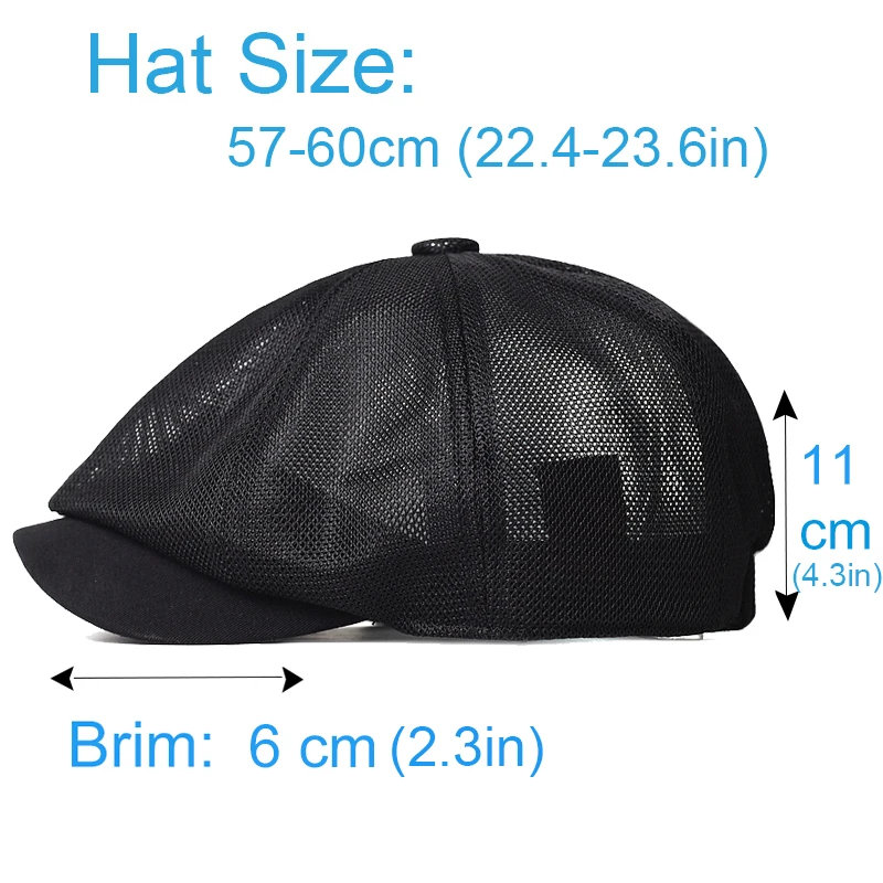 Summer Mesh Breathable Newsboy Caps Casual Outdoor Retro Beret Hats Octagonal hat Fashion Solid Flat Caps