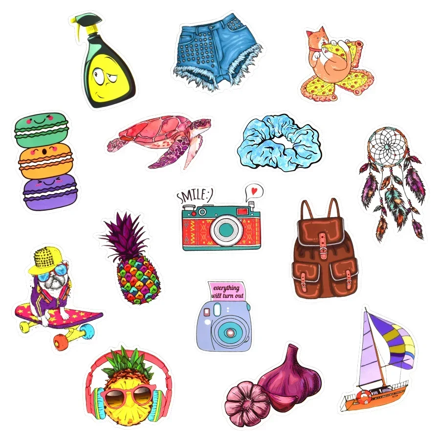 50 PCS Pink Cartoon Cute Stickers Girl Vsco Anime Waterproof Stickers to DIY Laptop Cosmetic Case Suitcase Skateboard Guitar Car