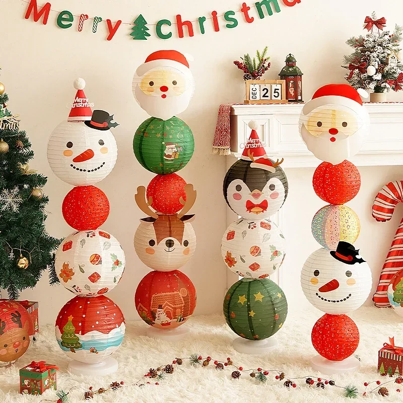 Christmas decorations, lanterns, columns, ornaments, photo props, shopping mall shop window theme atmosphere scene arrangement