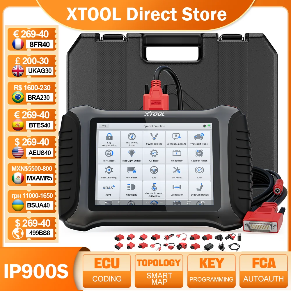 XTOOL Inplus IP900S Cars Diagnostic Tools FCA AutoAuth Automotive Scanner ECU Programming Key Programmer 38 Functions DOIP CANFD