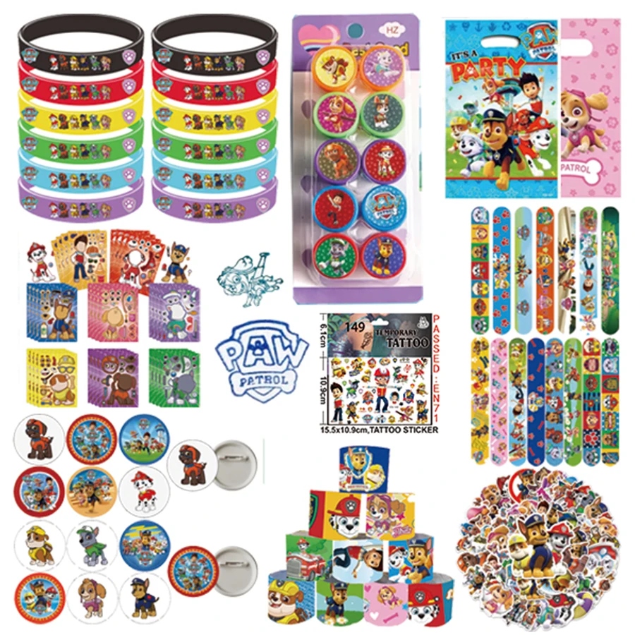 Favores de fiesta de la patrulla canina de dibujos animados, regalos divertidos para fiesta de cumpleaños, sello, pulsera, insignia, pegatinas, rellenos de medias de Navidad, decoración