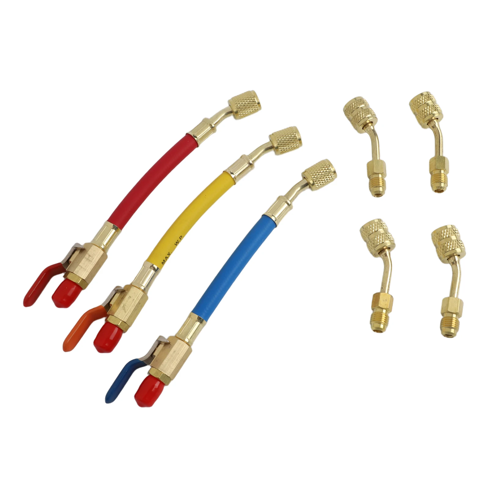 

Robust 7Pcs Air Conditioning Valve Kit 5/16 Inch Female to 1/4 Inch Male Flare Perfect for HVAC Technicians and DIYers