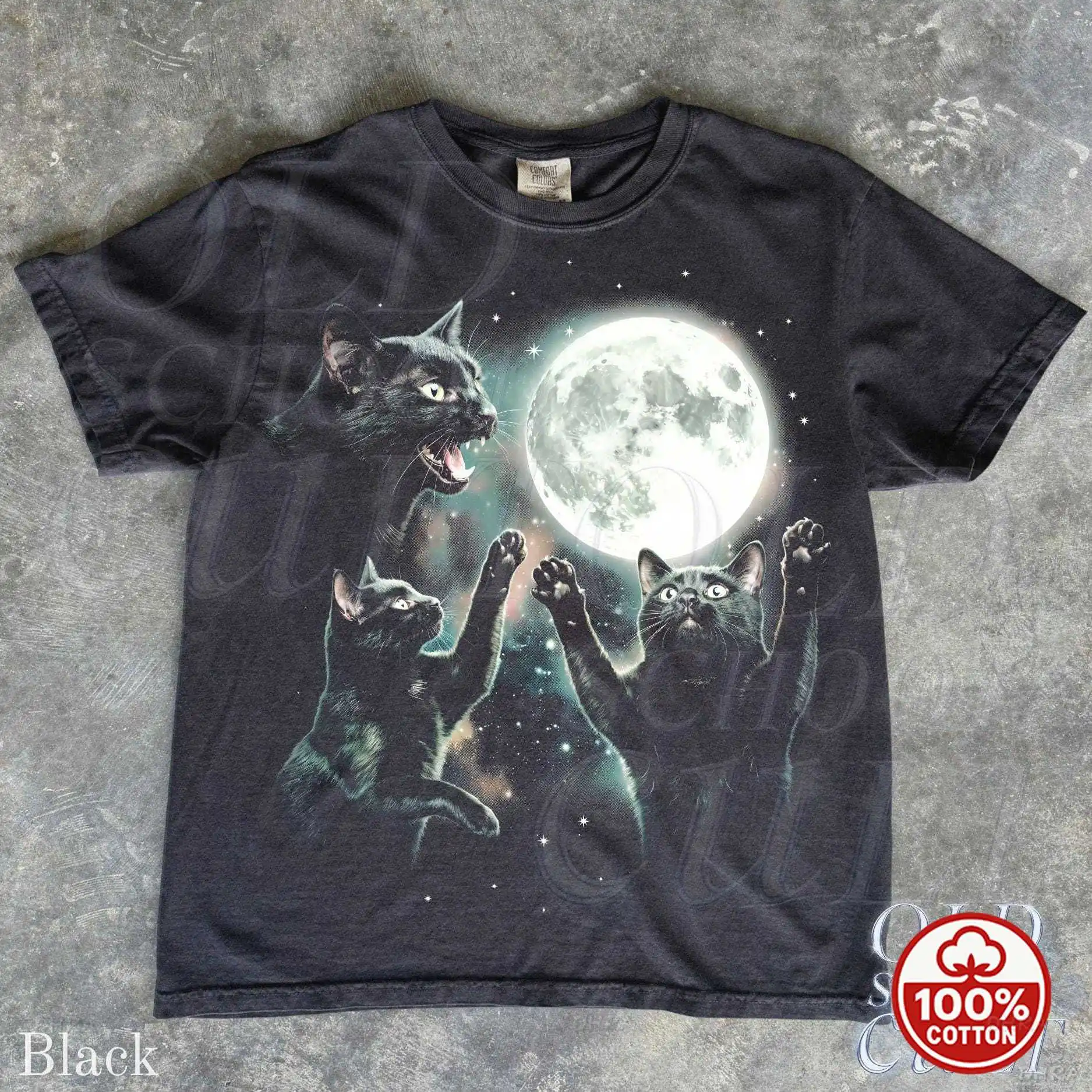 Three Cats Howling At The Moon T-Shirt Funny Cat Meme Tee Weirdcore Vintage Gift For Cat Lovers Unisex Top