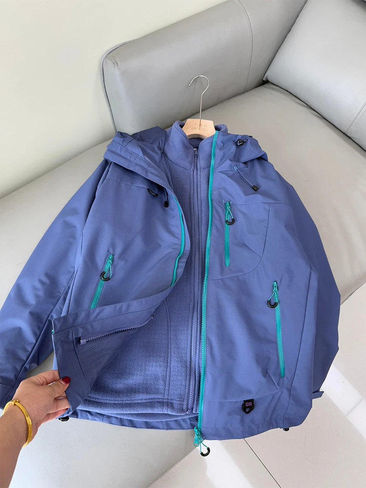 

Men's Tee-in-One Soft ell Jaet Hooded Outdoor Hiking Windproof Waterproof Spring Autumn Workwear Jaet Stand Fit