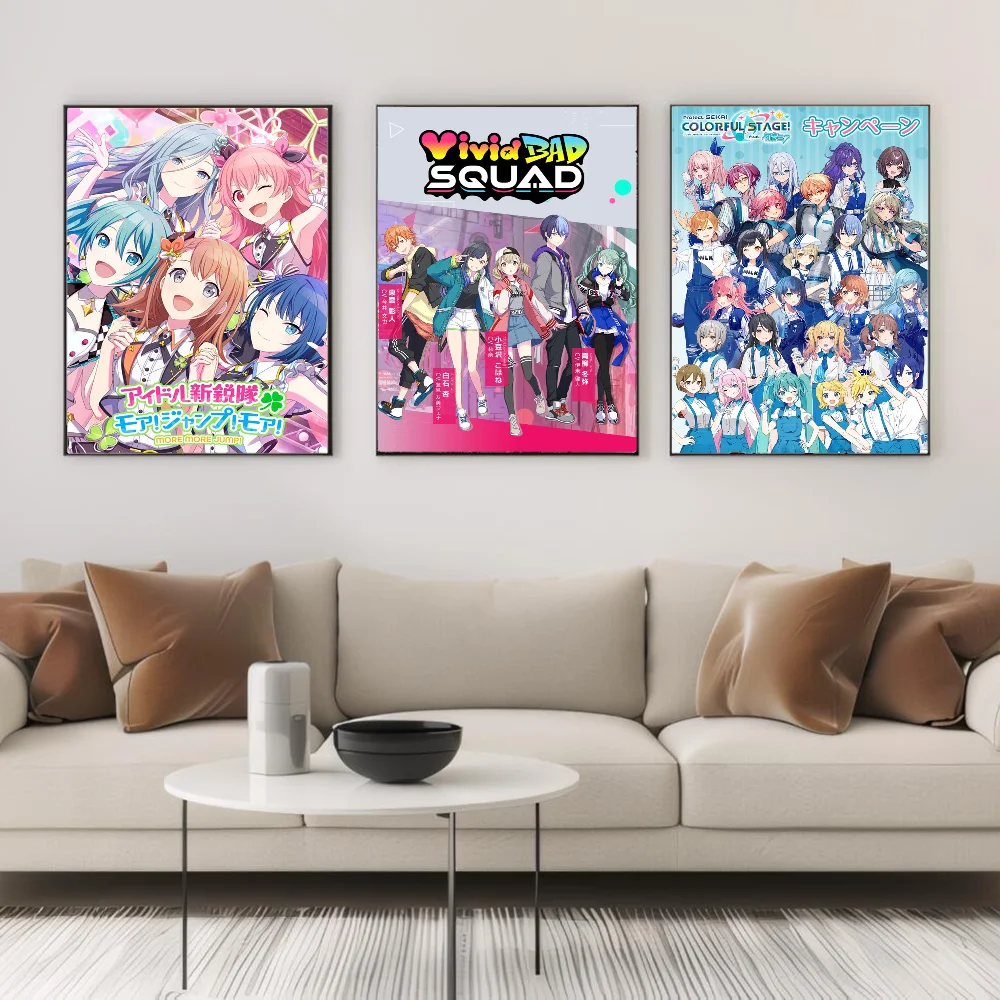 P-project S-sekai ملصق ملصقات الفن جداريات حائطية ديكور لعبة غرفة ديكور الهدايا Kawaii HD اللوحة سيارات القط