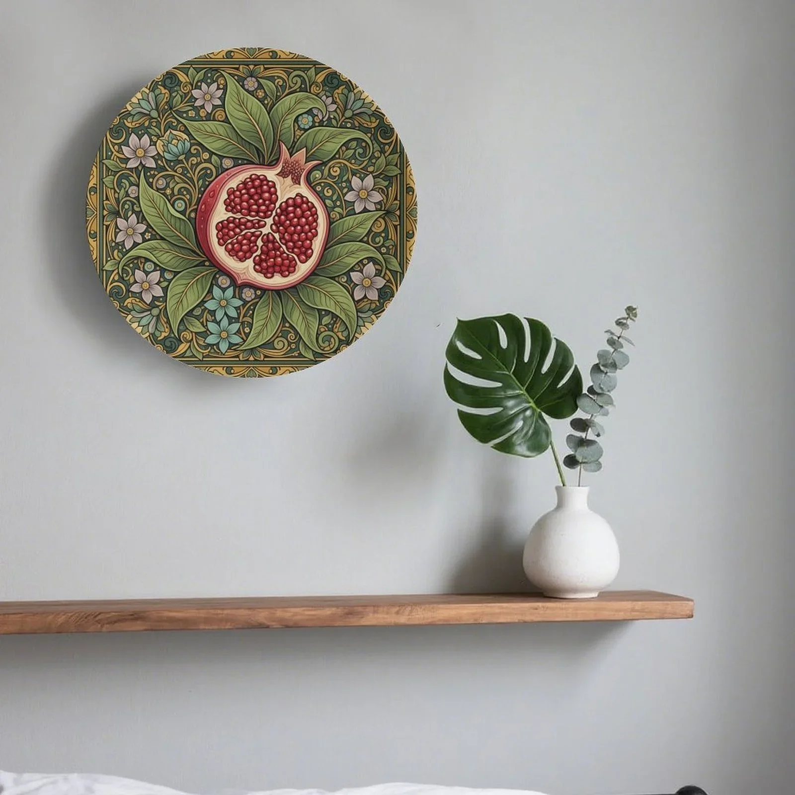 1pc Pomegranate Blossom Themed Decorative Plate, Fashionable Trendy Decor Plate for Wall and Table, Non-Food Contact,