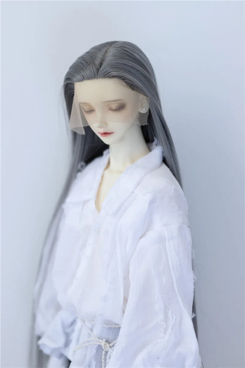 BJD Doll Unisex Long Elegant Side Parting Wig 1/3 22.5cm Forehead Hand Hook Styling Hair Blank Doll Accessories