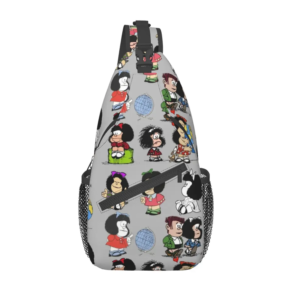 Mafalda Anime Manga Plaid Crossbody Slingtassen Kleine Borsttas Schouderrugzak Dagrugzak Voor Reizen Wandelen Biking Pack