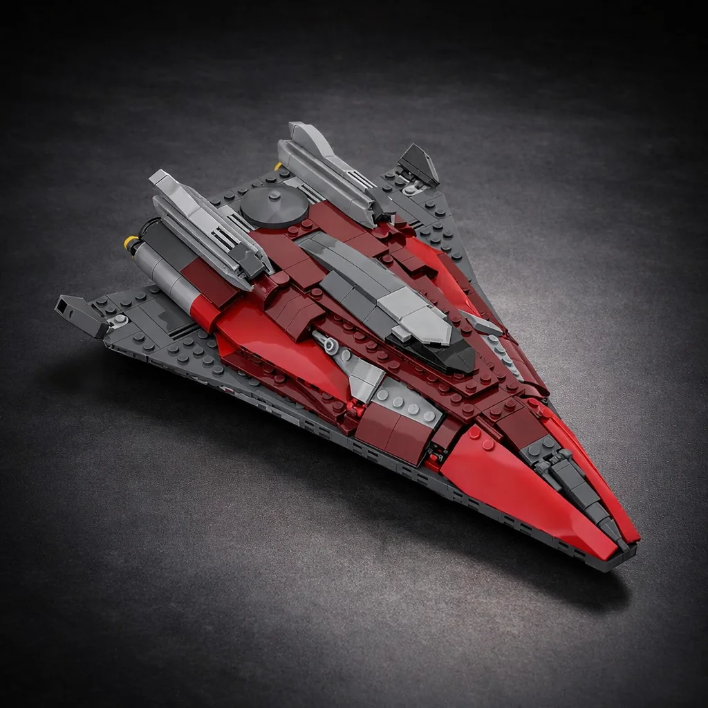 

MOC Fighter Jet Building Blocks, DIY Kit, Red & Gray Advanced Model, Compatible with Bricks, Creative Toy for Adults & Kids