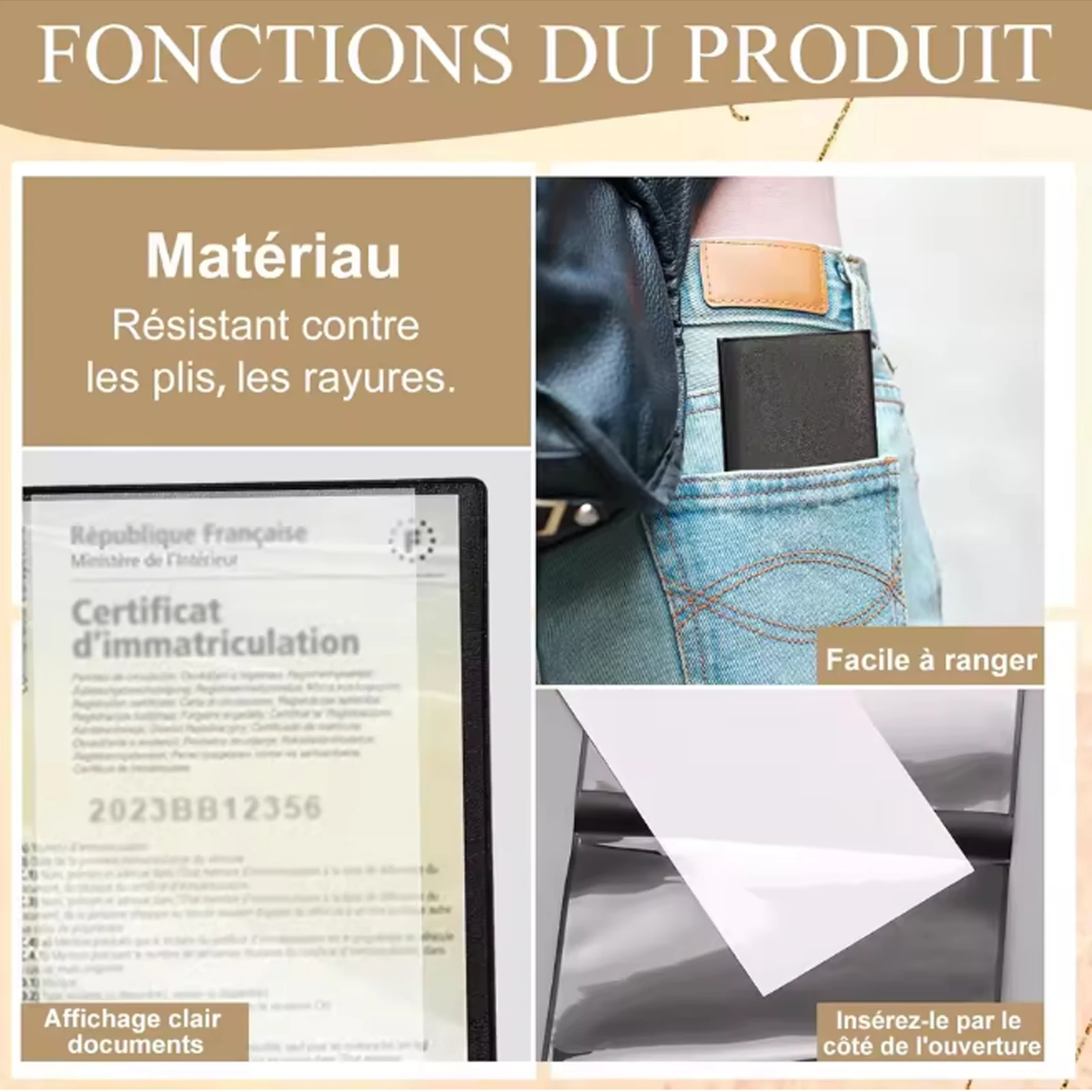 مجموعة من 1/2/3 حقيبة بطاقة الضمان السوداء - شهادة حافظة حماية التسجيل محفظة بلاستيكية شفافة للمستندات