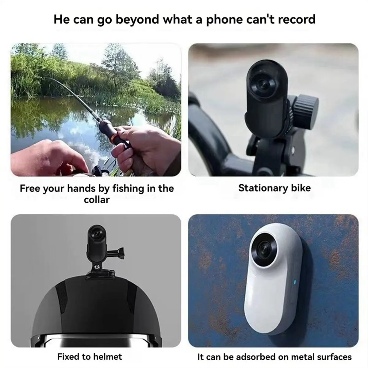 Friendly!Pet Collar Camera for Pet Camera and Monitor with Wide Angle Lens, Mini Portable Stabilized Sports Body Camera White