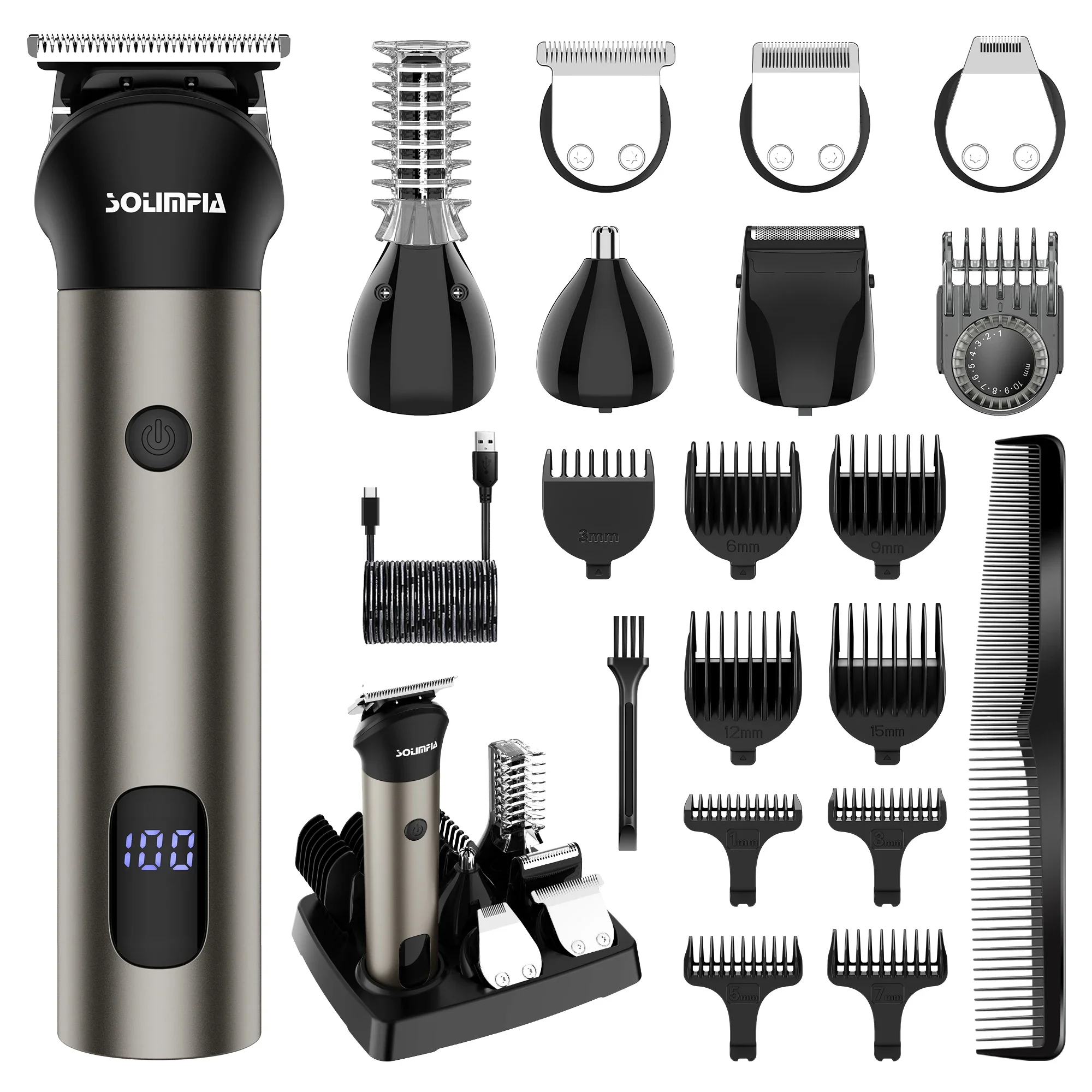 New in one hair trimmer 7 blades changeable  Baber Haircut machine body nose trimmer set  Men