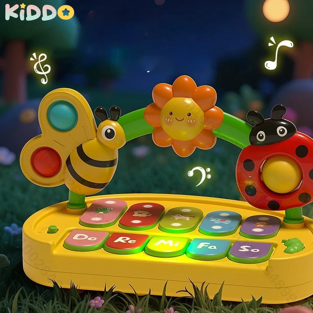サウンドライト付きベビーミュージカルおもちゃ子供ピアノキーボード電気点滅昆虫楽器子供のための早期教育玩具