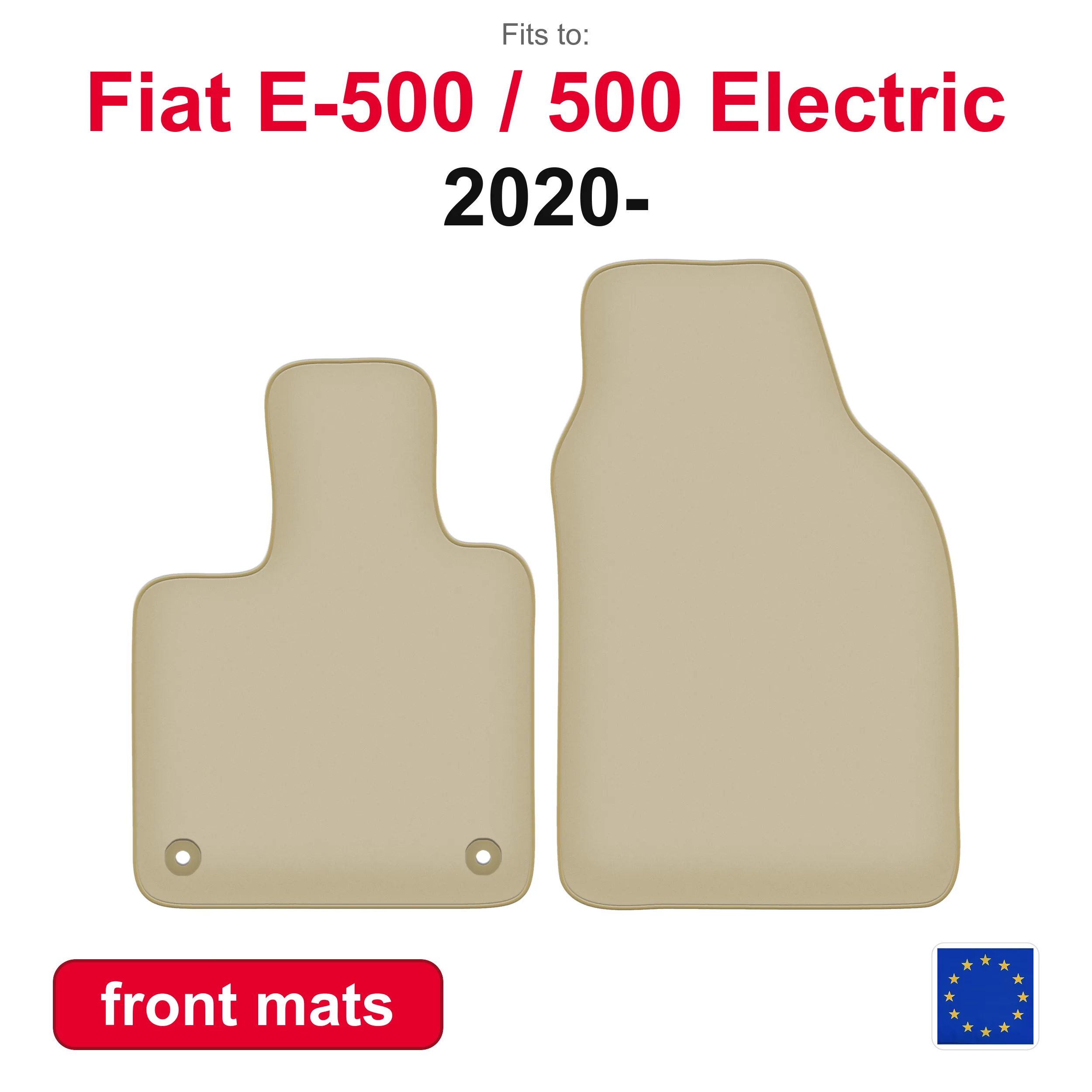 PREMIUM auto vloermatten voor Fiat E-500 / 500 Electric hatchback (2020-) -beige 2 stuks auto vloermattenset