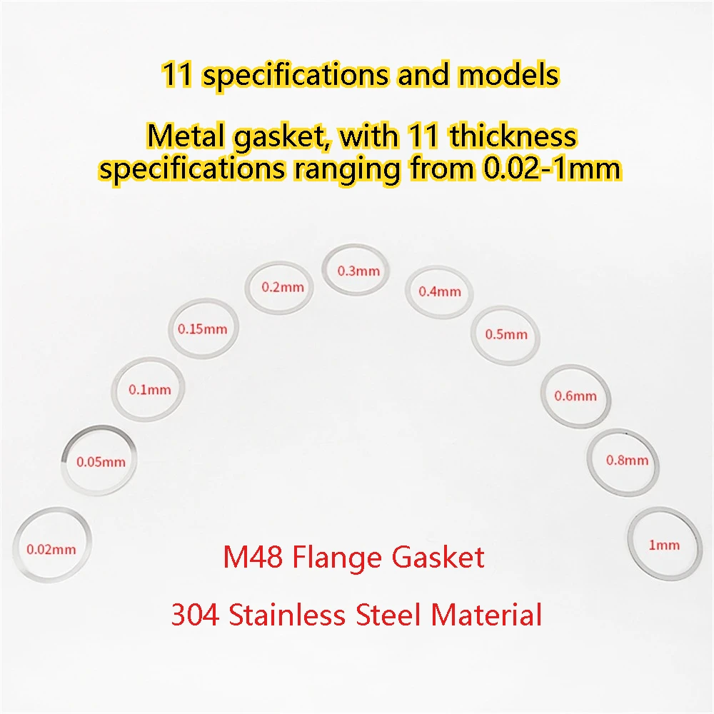11 Piece Set Stainless Steel Rear Intercept Flange Gasket Kit 0.02mm-1mm for Astrophotography M42/ M48/ M54