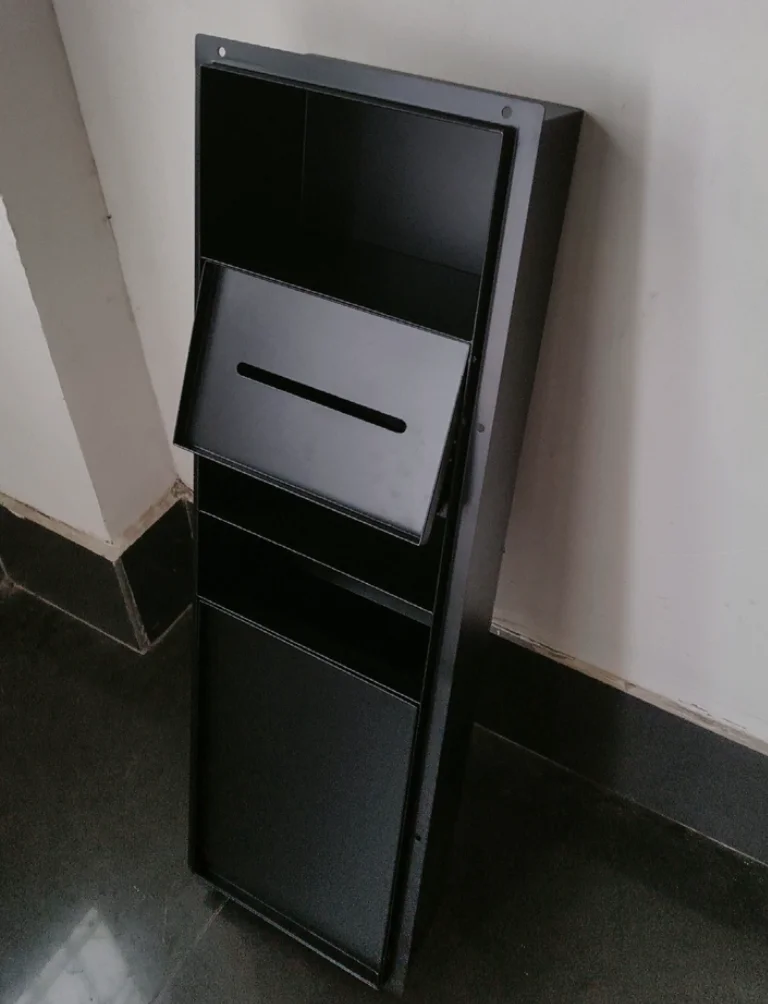 Embedded Stainless Steel Toilet Niche, HiddenTrash Can & Tissue Box & Toilet Brush Holder, Recessed Tiled Bathroom Storage Niche