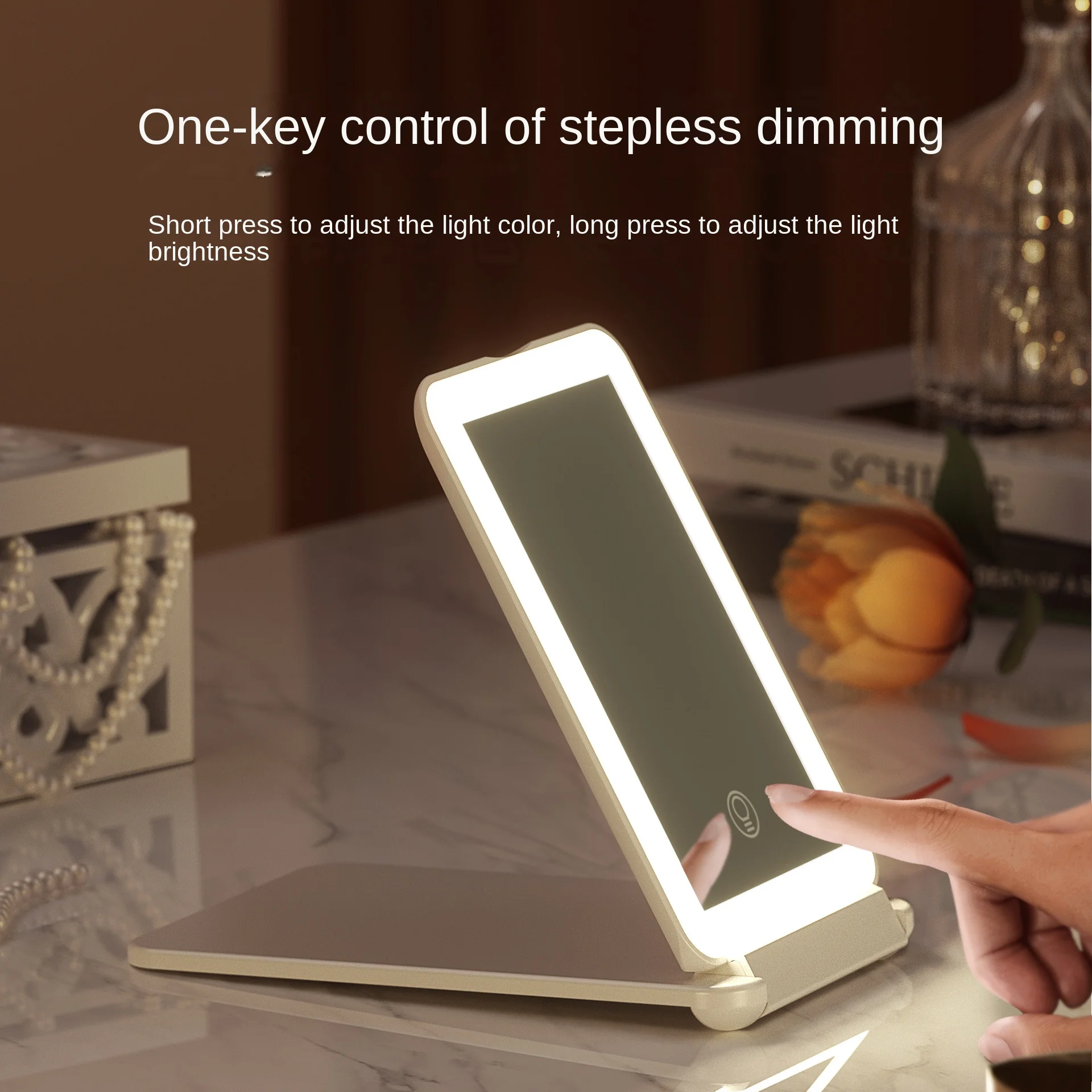 Makeup Mirror with Cosmetic Mirrors Foldable Travel Makeup Touch Screen Dimming