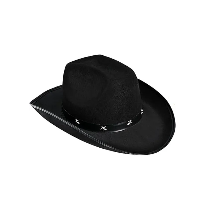 Vintage Western Cowboy Hat Stars Riveted Black Woolen Jazz Top Hat Men Women Ethnic Style Felt Jazz Hat Fedora Hat Hombre Caps