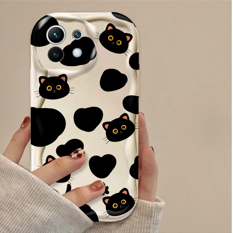 الإبداعية الأسود القط الكرتون للصدمات جراب هاتف ل Xiaomi POCO X7 X6 X5 X3 NFC F7 الترا F6 F5 Pro F4 F3 GT M5S C65 C75 4G 5G