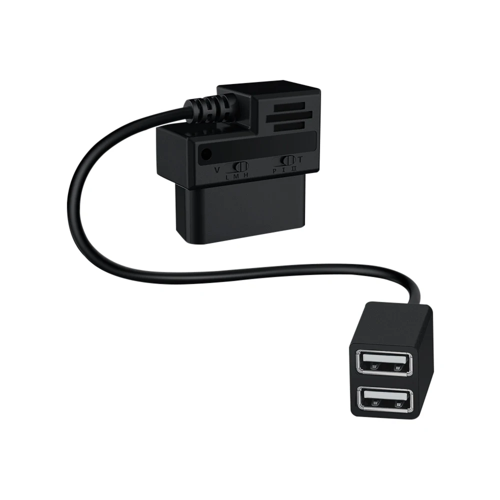 

Кабель-переходник OBD 16 Pin (гнездо) на двойной USB, коннектор OBD2/OBDII, кабель питания для зарядки GPS-трекеров и устройств OBD