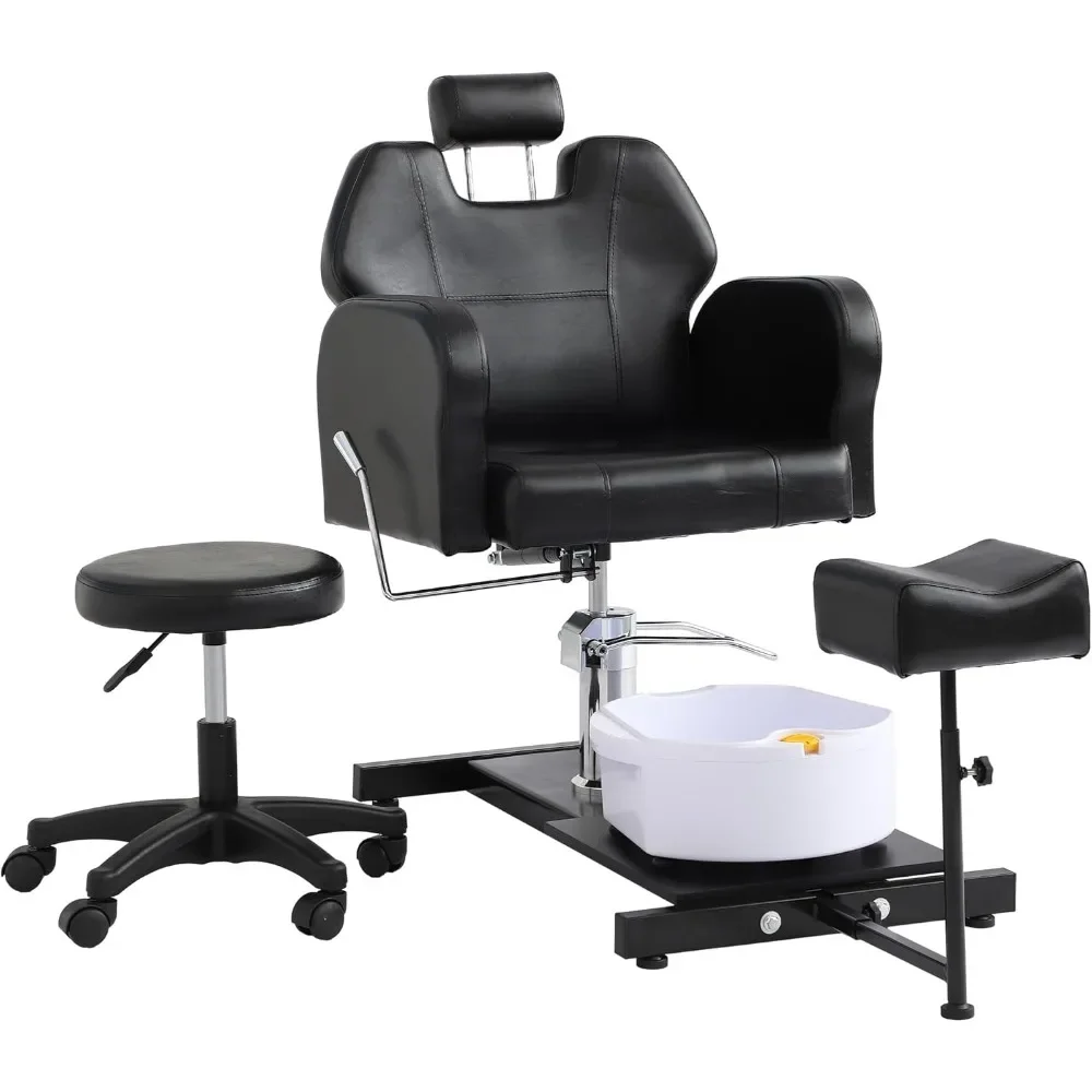 

Baber Chair, Hydraulic Pedicure Station No Plumbing, with Foot Basin, Stool, Adjustable Pedicure Manicure Footrest