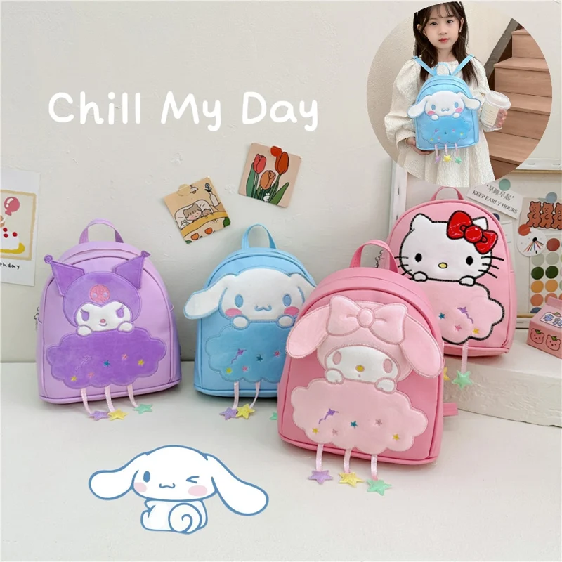 

Sanrio Hello Kitty Backpack for Baby Girls Cartoon Kuromi My Melody Cinnamonroll Backpacks Cute Schoolbag Kids Shoulders Bag