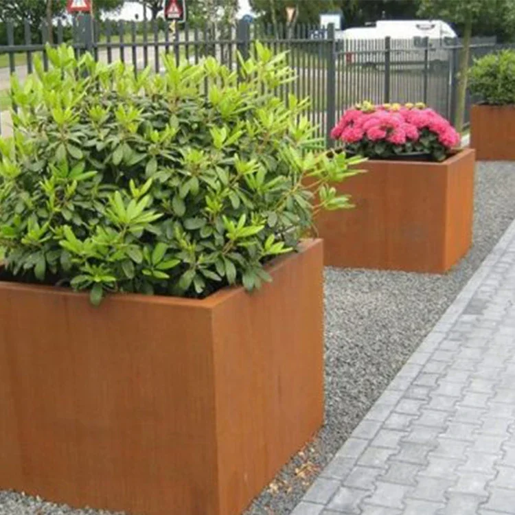 Decorative planter for raised garden outdoor corten steel planter pot