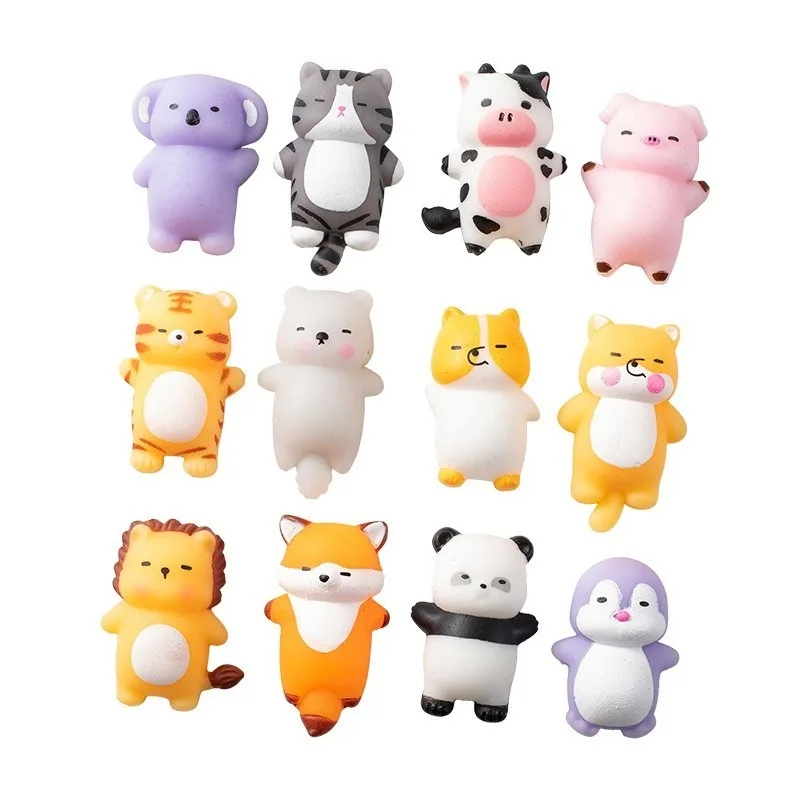 3 uds Mochi Squishy animales tumbados TPR suave apretar juguetes para aliviar el estrés sensorial calmante pellizco bolas antiestrés el mejor regalo fiesta