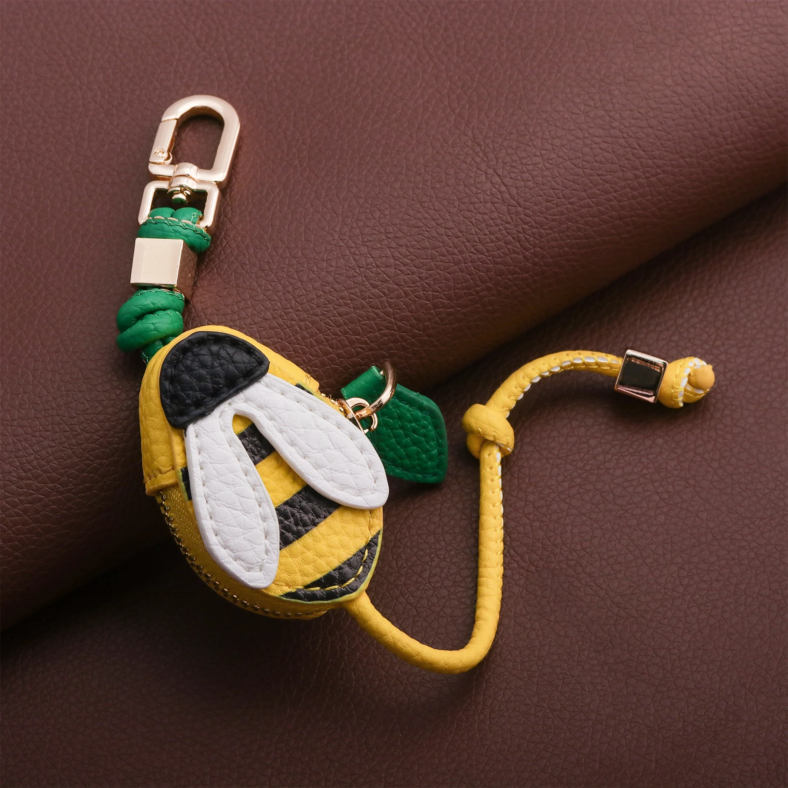 Echtes Leder Bienen-Marienkäfer-Schmetterling Mini-Münzbörse Schlüsselanhänger Niedlicher Tier-Taschenanhänger Auto-Hängedekoration Geschenk für Frauen – Detail 5