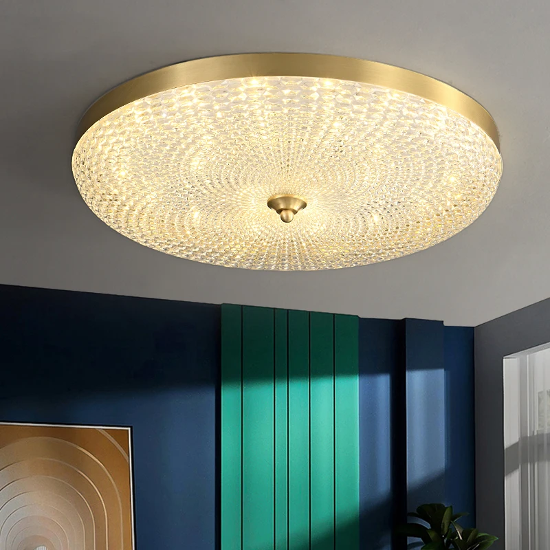 

Full Copper Light Luxury Ceiling Light, Round Ultra-thin Bedroom Dining Room Light, Nordic Modern Study Balcony Light Fixture