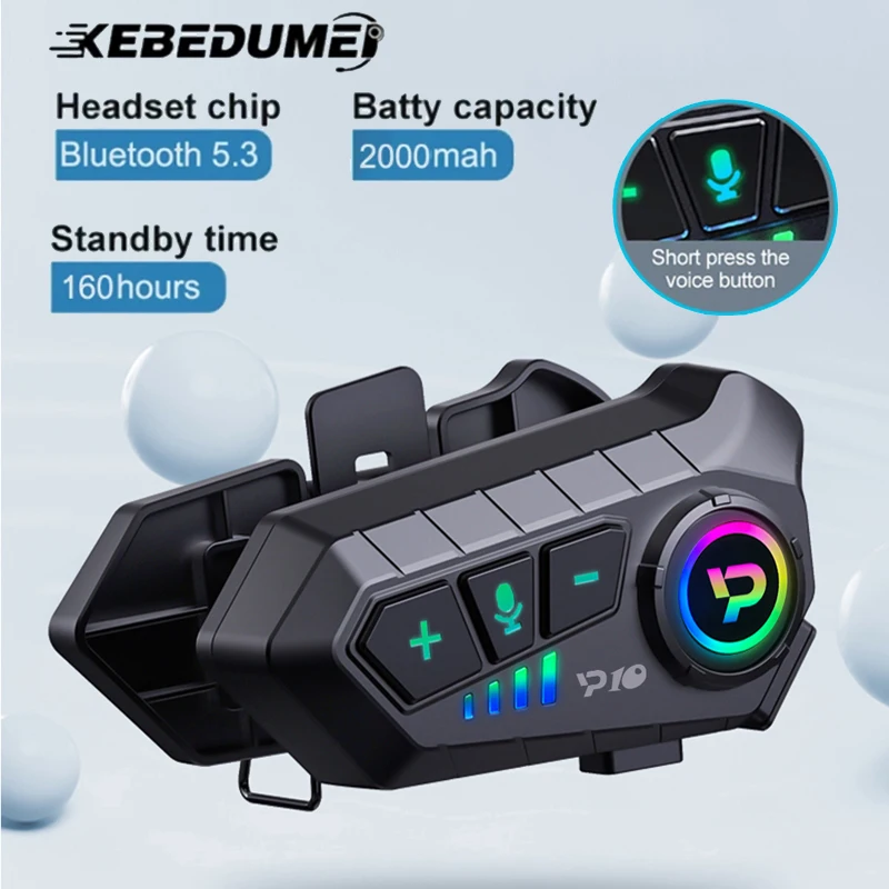 Kebidumei Y10 Bluetooth Motorcycle Helmet Headset Wireless MP3 Player 2000Mah Super Long Standby Earphone With Soft Hard Mic