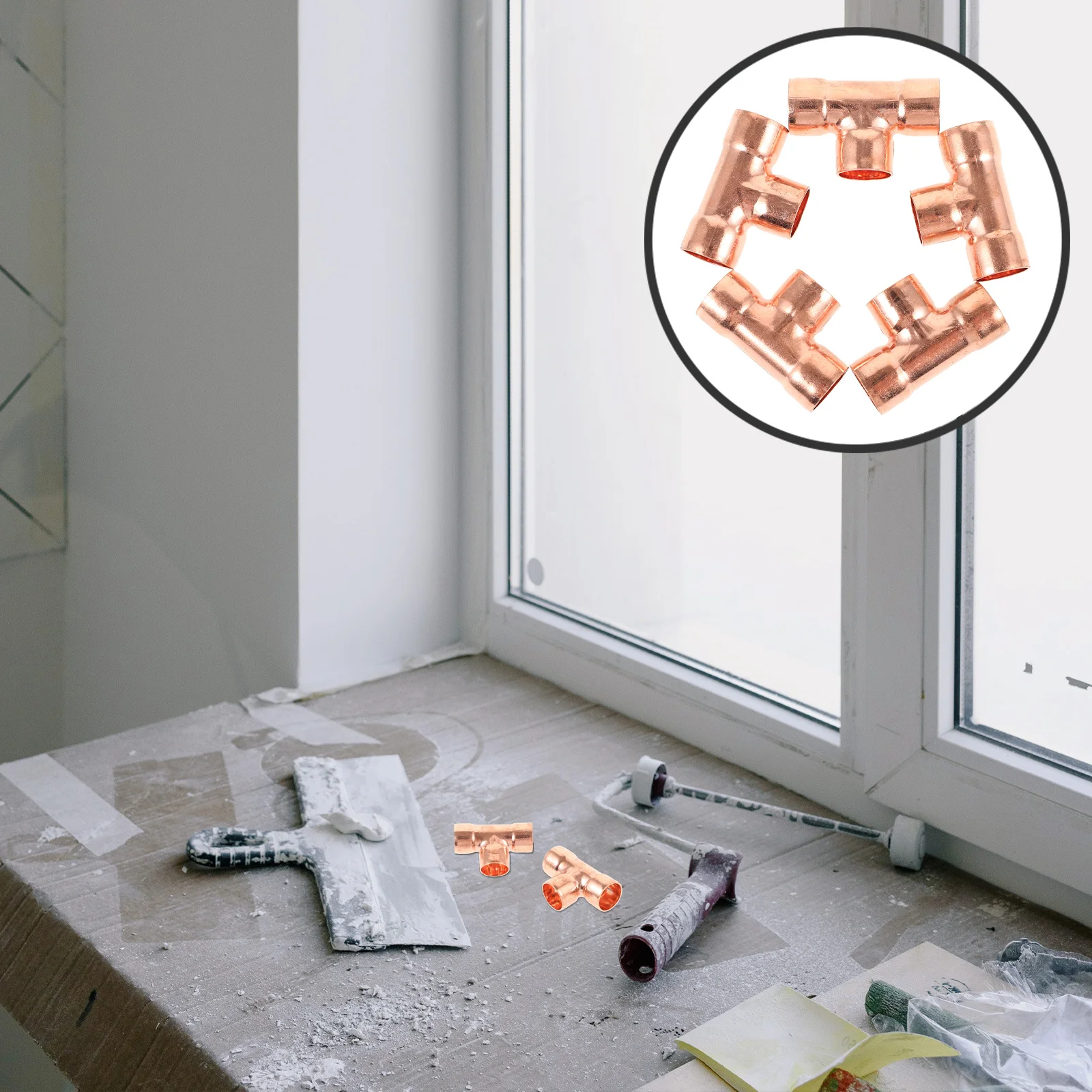 

5Pcs Hvac Copper Fittings Three Way Air Conditioner Welding Connector Refrigeration Fitting Hvac Air Conditioner Adapter