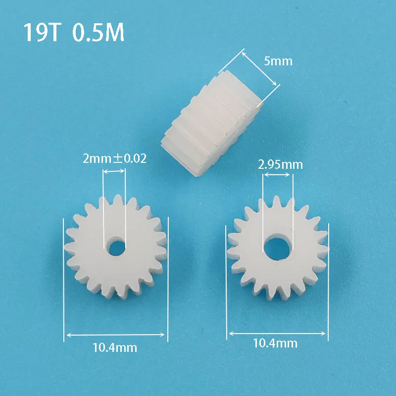 Engrenage en plastique Pom 19T 0.5M, 5mm d'épaisseur, 19 dents OD10.5mm, trou 2/3/4/5mm disponible 19Z, pignon personnalisé 192A 193A