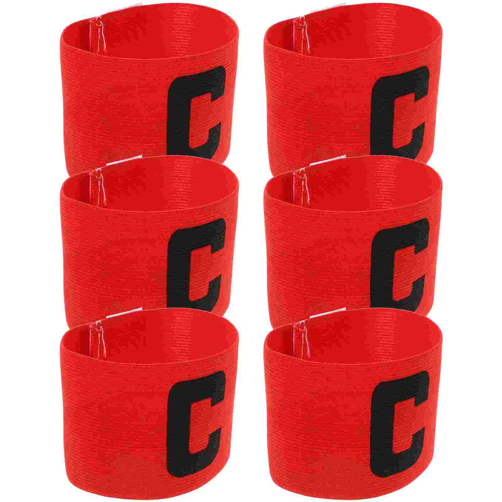 Bandas elásticas de capitán Mark, 6 uds., líderes de equipo, signo de brazo, brazaletes de fútbol, antidesgaste, deportes de color rojo