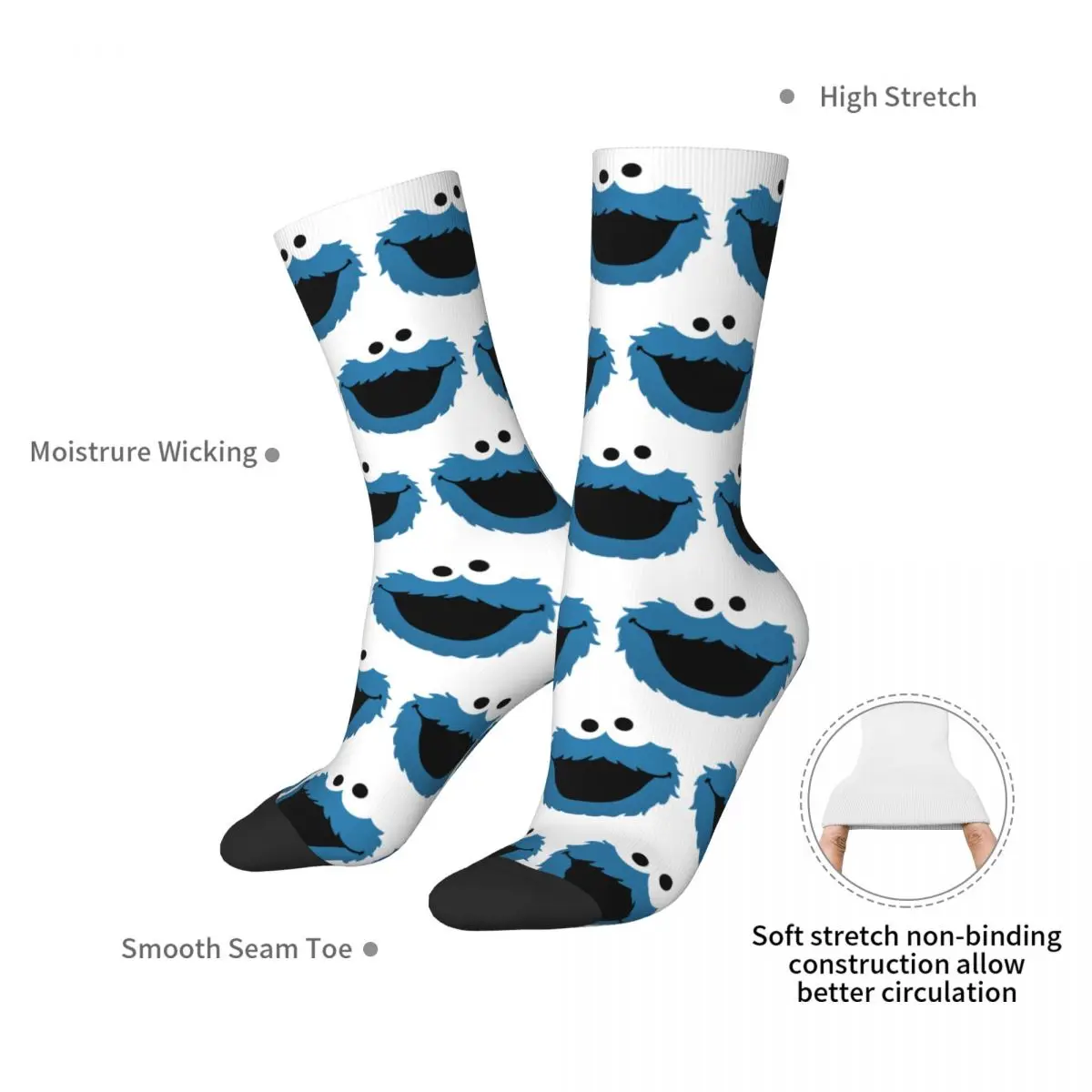 Cookie Monster Socks Harajuku Super Soft Stockings All Season Long Socks Accessories for Unisex Birthday Present