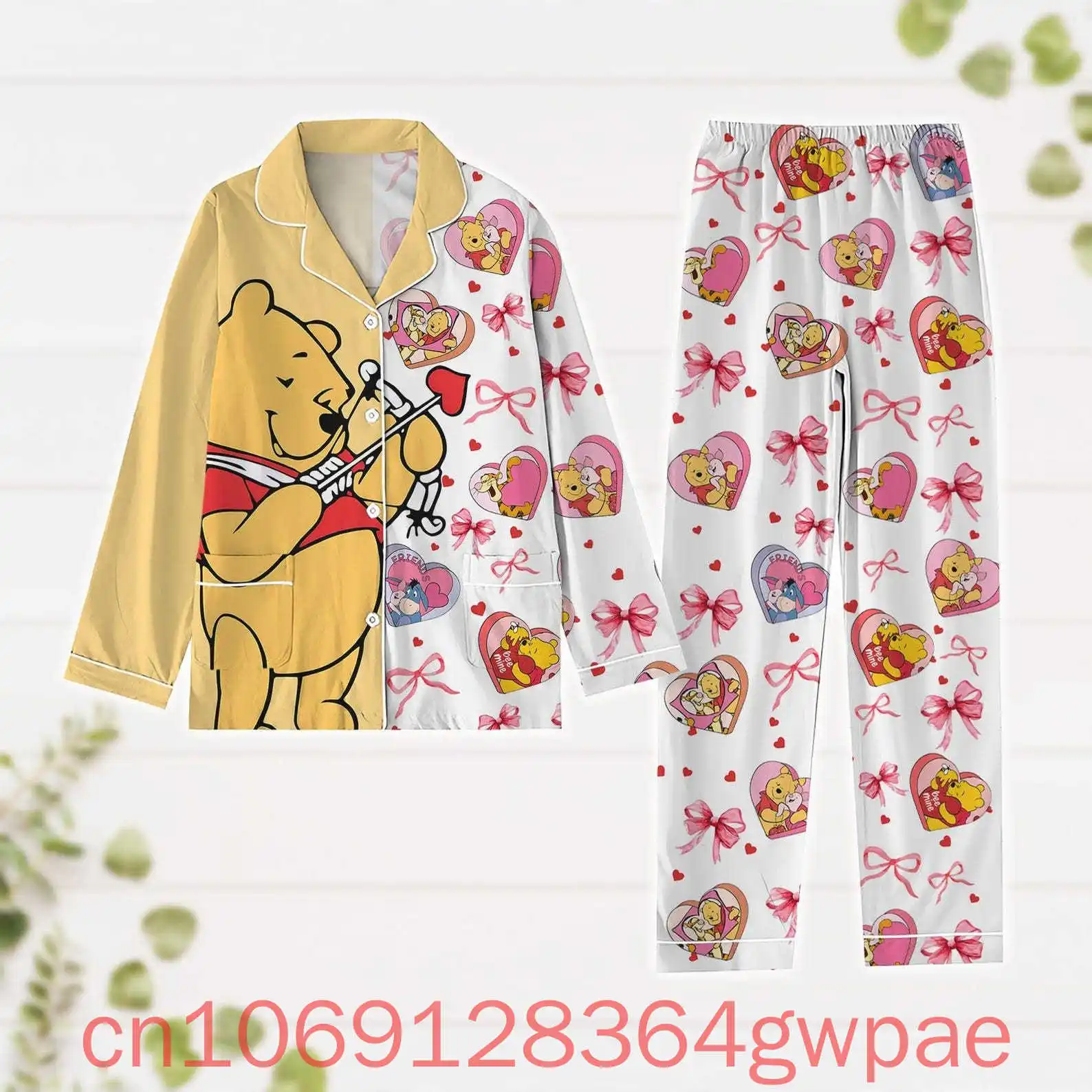 

2025 Disney Winnie the Pooh Пижамный комплект с 3D принтом мультфильма Повседневная мужская женская рубашка с длинным рукавом Пижама из двух предметов Домашняя одежда Костюм