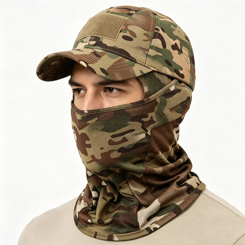 2Pcs Set Full Face Baseball Cap & Face Cover, Soft & Breathable, Unisex for Cycling, Fishing, Hiking