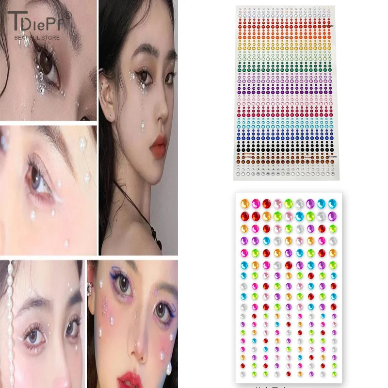 

1/4 листа глаза лицо тело алмазные татуировки наклейки цветные блестящие стразы жемчуг наклейка лицо наклейка для вечерние макияж драгоценный камень Accesso