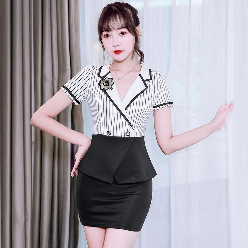 New Beauty Salon Esthetic Uniform Foot Spa Massage Technician Work Clothes for Women Sauna Overalls Hotel Front Desk Skirt Suit