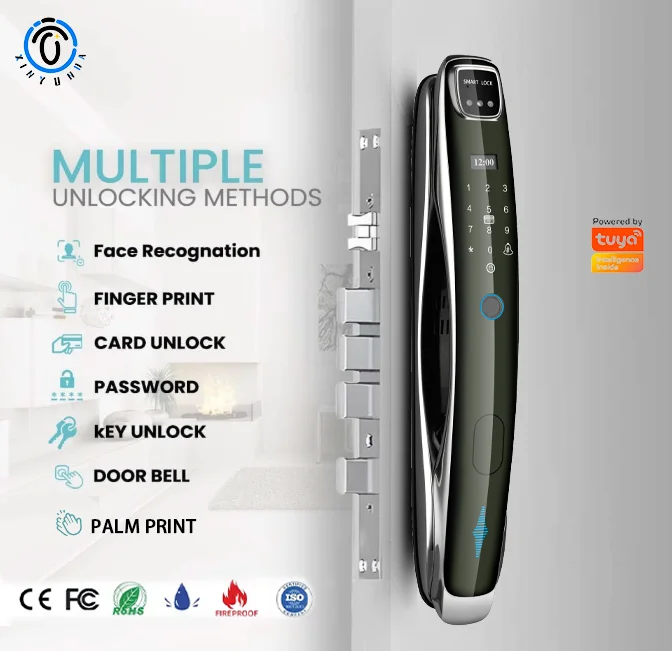 

Automatic Smart Security Digital Tuya Wifi Door Lock Face Recognition Fingerprint Keyless with Camera for Homes Apartment