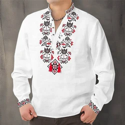 Cardigan button men's shirt casual simple comfortable soft material new floral HD pattern personality cardigan shirt long sleeve